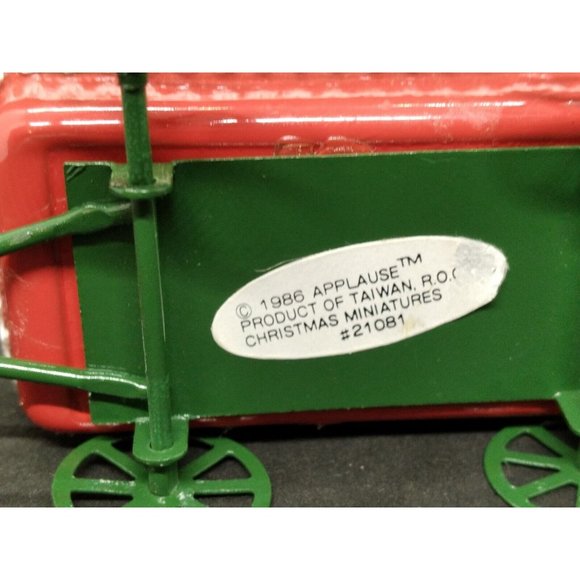 Vintage 1986 Applause Teddy Bears in a Wagon Christmas Miniatures Ornament - Picture 6 of 11
